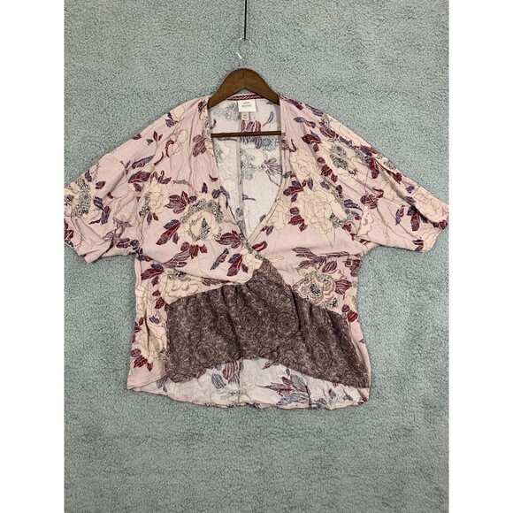 Women's XS Knox Rose Open Front Floral Short Sleeve Cardigan Blouse - Picture 2 of 12